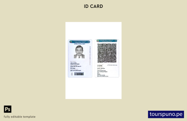 Plantilla de tarjeta de identificación digital de Etiopía lista para imprimir